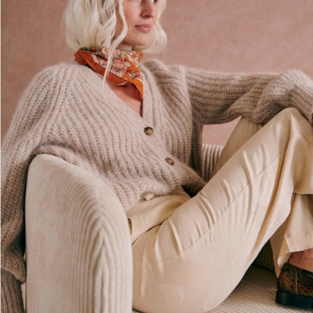 Sezane Basile cardigan in light beige
